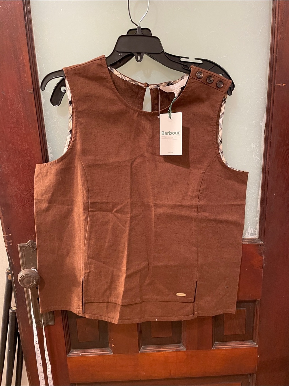 Barbour Lucy Top Chestnut Brown Sleeveless Cotton Shell